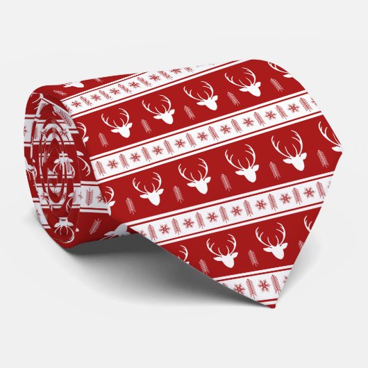 Cravate Style classique rouge renne blanc Snowflake Sweate (Roulé)
