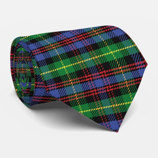 Cravate Style écossais Tartan Motif Vert Bleu Rouge (Roulé)
