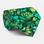 Cravate Style Floral Vert pour le Marié (Roulé)