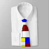 Cravate Style Mondrian coloré Rouge, Bleu, Motif Jaune (Attaché)