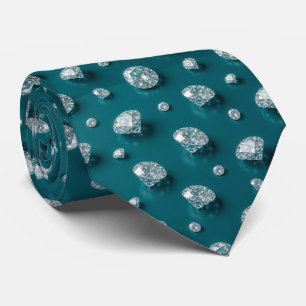 Cravate Style Paon Luxe Diamant Bleu sarcelle