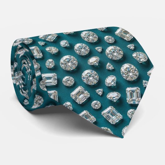 Cravate Style Paon | Luxe Diamant Bleu sarcelle (Roulé)