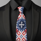 Cravate Style Patriotique Bleu Rouge