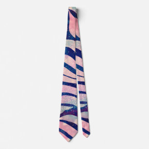 Cravate Stylish Metallic Blue & Holographic Zebra Print