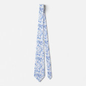 Cravate Stylish Moderne Bleu Blanc Floral Paisley  (Devant)