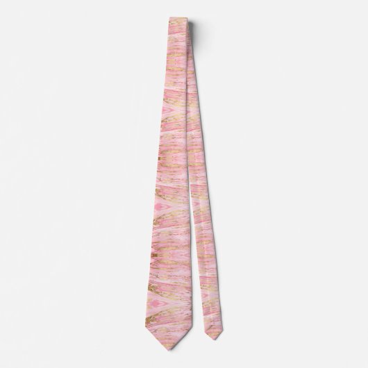 Cravate Stylish Pink Gold Abstract Marble Liquid Paint (Devant)