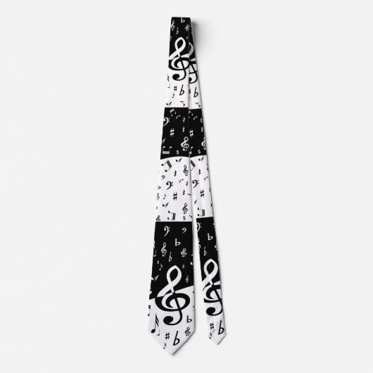 Cravate Stylish Treble Clef Wave Black and White (Devant)
