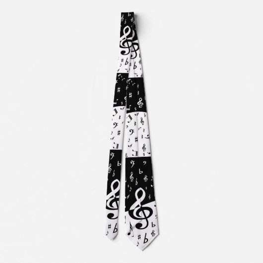 Cravate Stylish Treble Clef Wave Black and White (Dos)