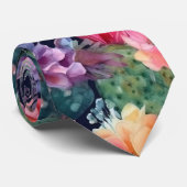 Cravate Succulent désert fleurs florales cactus plante (Roulé)