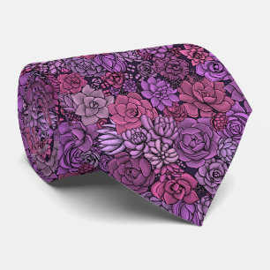Cravate Succulent jardin en rose et violet