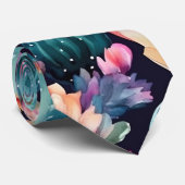 Cravate Succulent motif de fleurs florales d'aquarelle du (Roulé)