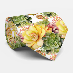 Cravate Succulentes Rose Jaune Vert Gras