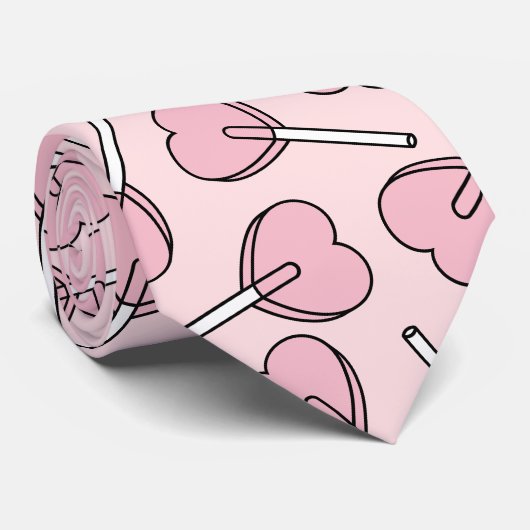 Cravate Sucettes roses, sucettes en forme de cœur, motif d (Roulé)