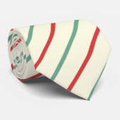 Cravate Sucre de canne de Noël rétro rayures rouge vert (Roulé)