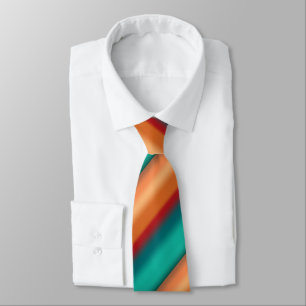 Cravate Sud-Ouest Orange rouge Turquoise arc-en-ciel rayur