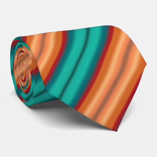 Cravate Sud-Ouest Orange rouge Turquoise arc-en-ciel rayur (Roulé)