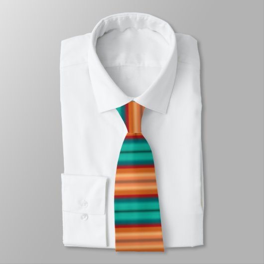 Cravate Sud-Ouest Orange rouge Turquoise arc-en-ciel rayur (Attaché)