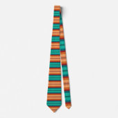 Cravate Sud-Ouest Orange rouge Turquoise arc-en-ciel rayur (Devant)