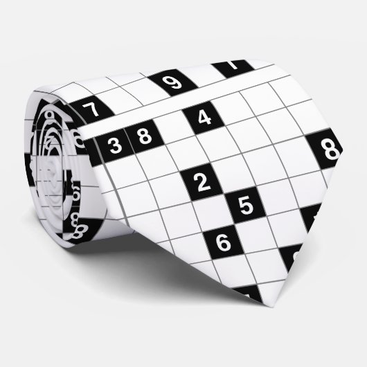 Cravate sudoku noir blanc (Roulé)