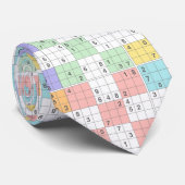 Cravate sudoku pastel (Roulé)
