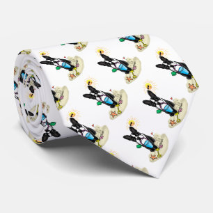 Cravate Summer Beach Boston Terrier (noir) - Chien mignon
