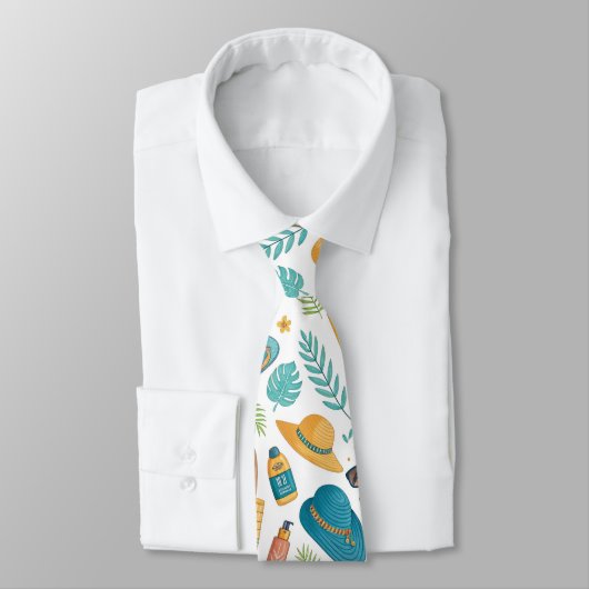 Cravate Summer Beach Essentials Pattern (1) (Attaché)