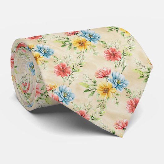 Cravate Summer Garden Floral Pattern (Roulé)