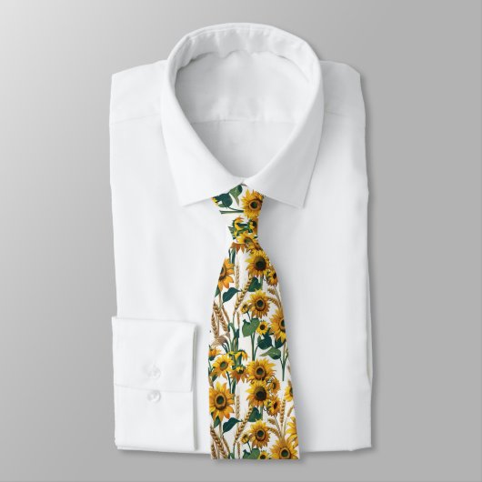 Cravate Sunflower & Wheat Seamless Country Pattern (Attaché)
