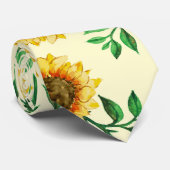 Cravate Sunny Neon Pastel Fleurs de soleil Jaunes Motif Fe (Roulé)