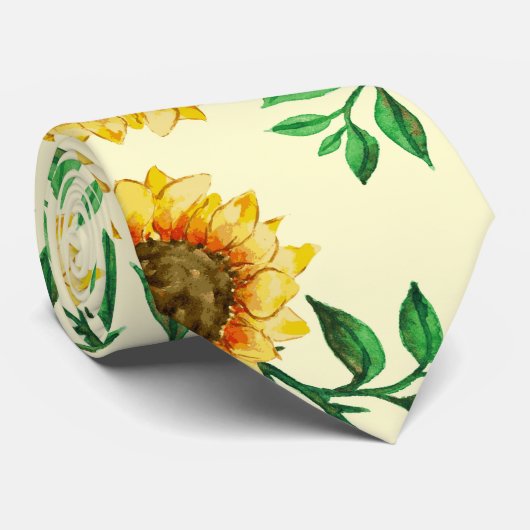 Cravate Sunny Neon Pastel Fleurs de soleil Jaunes Motif Fe (Roulé)