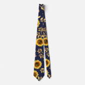 Cravate Sunny Yellow Gold Navy Feuille Motif (Devant)