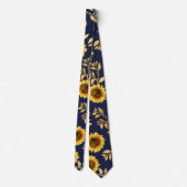 Cravate Sunny Yellow Gold Navy Feuille Motif (Dos)