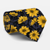 Cravate Sunroot, tournesol sauvage en jaune et bleu (Roulé)