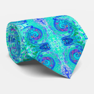 Cravate Super Abstrait Ocean Blue et Green Liquid Swirl