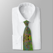 Cravate Super Abstrait Retro Lime Green et Blue Swirl (Attaché)