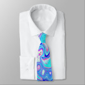 Cravate Super Abstrait Retro Robin's Oeuf Blue Swirl (Attaché)