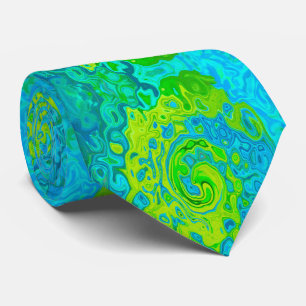 Cravate Super Chartreuse et Aquamarine Liquide Swirl