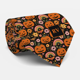 Cravate Super Citrouille magique Halloween Monogramme
