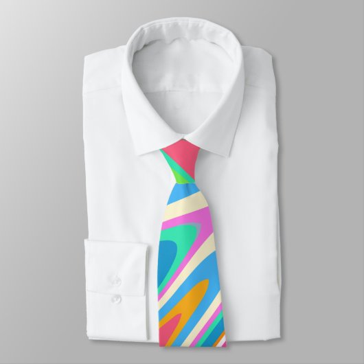 Cravate Super Hipster Retro Rainbow Surface Motif  (Attaché)