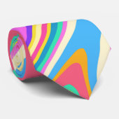 Cravate Super Hipster Retro Rainbow Surface Motif  (Roulé)