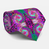 Cravate Super Retro Abstrait Magenta Rainbow Swirl (Roulé)