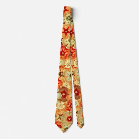Cravate Super Retro Orange Hippie Fleurs Motif (Devant)