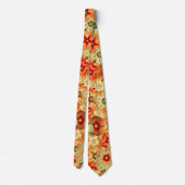Cravate Super Retro Orange Hippie Fleurs Motif (Dos)