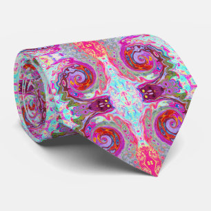 Cravate Super rétro rose chaud et bleu tourbillon Abstrait