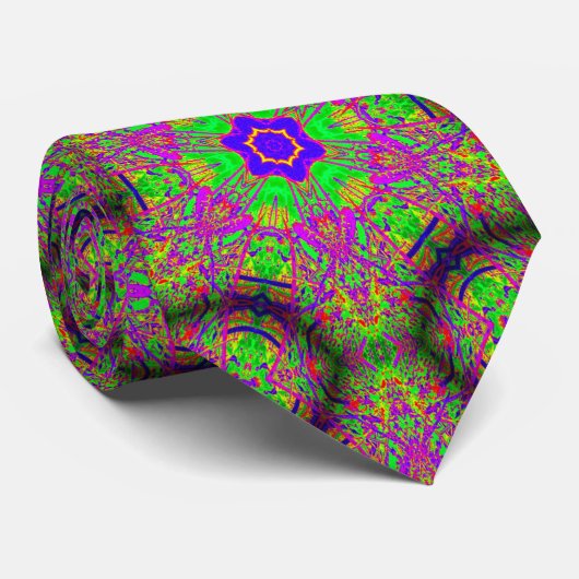 cravate super violet vert hippie (Roulé)