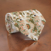 Cravate Superbe Botanique Floral Beige Vert |