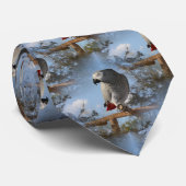 Cravate Superbe perroquet gris africain (Roulé)