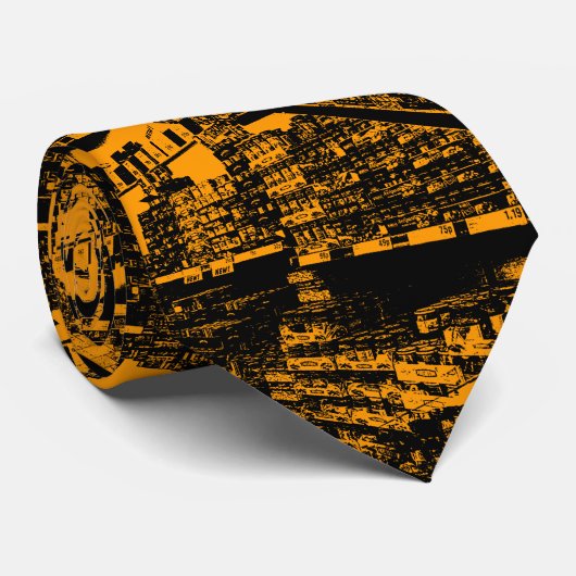 Cravate Supermarché Abstrait - Orange (Roulé)