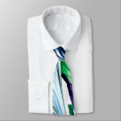 Cravate Supprime-douleur 1 Fleur Violette Verte Abstraite (Attaché)