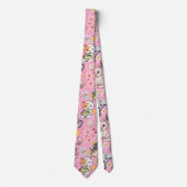 Cravate Surcharge de l'animal mignon Motif L rose BG (Devant)